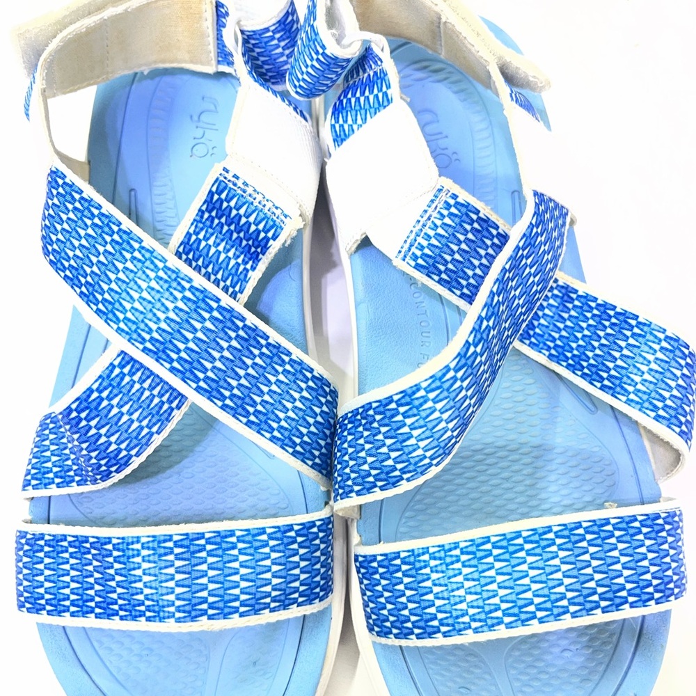 Ryka Blue and White Adjustable Strappy Sandals - Picture 4 of 6